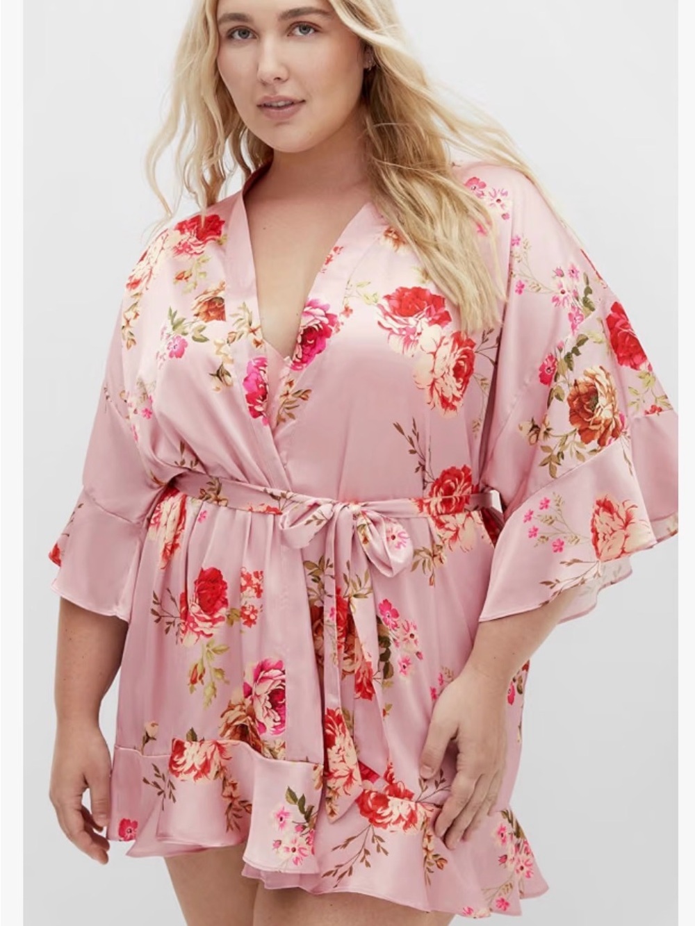 City Chic Arcadia Short Kimono with attached belt